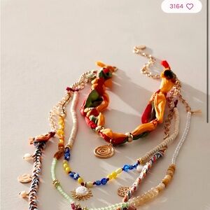 NWT Free People Multicolor Beaded Necklace layered